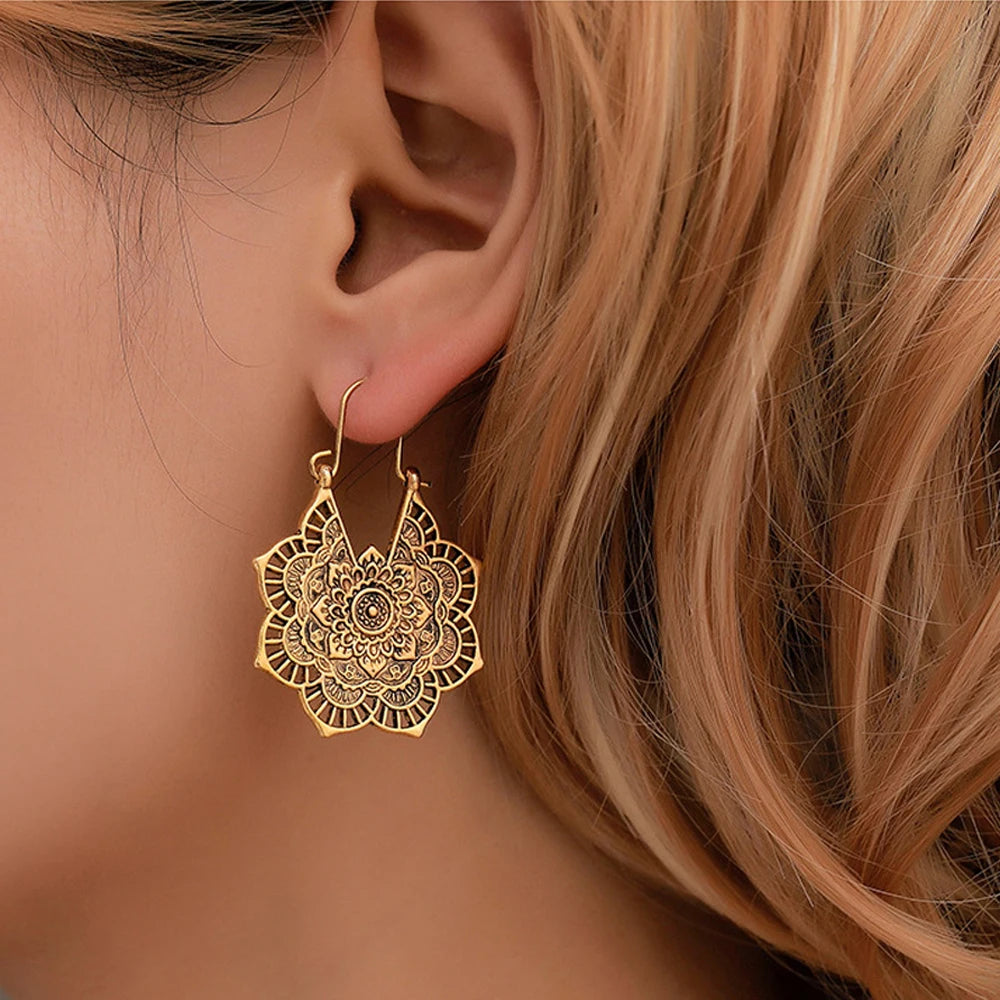 Boucles d’oreilles Mandala Doré – Esprit Bohème