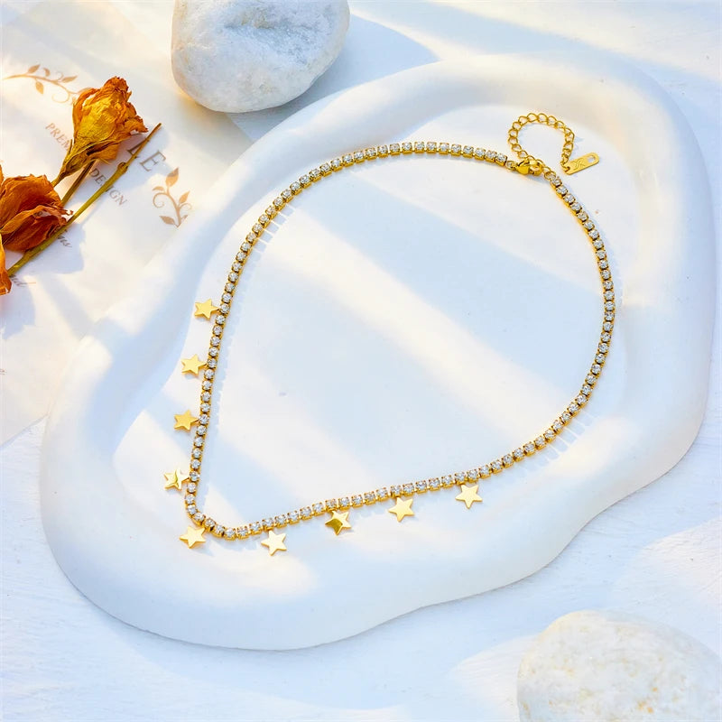 Ensemble Stella – Collier & Bracelet Étoiles en Acier Inoxydable