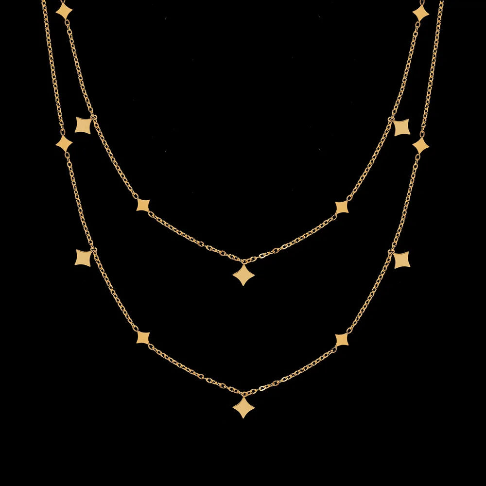 Collier Éclat Céleste – Acier Inoxydable Doré 18K
