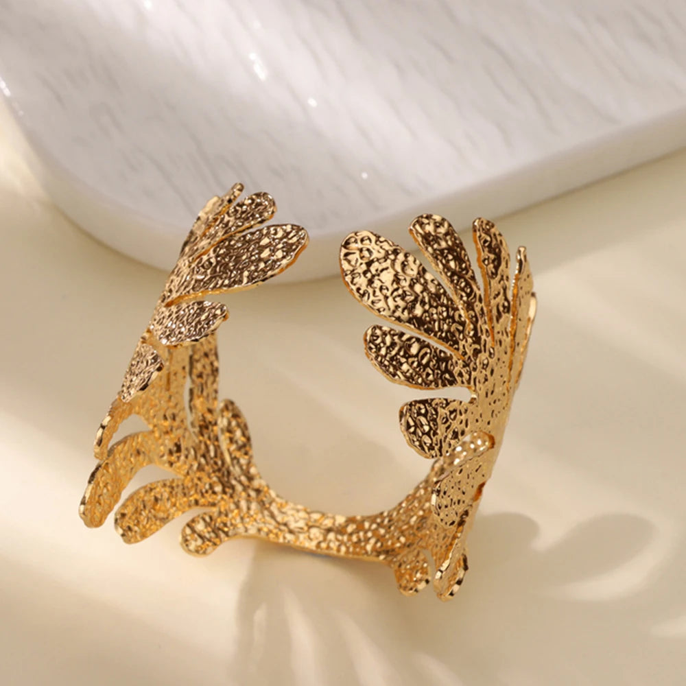 Bracelet Manchette Femme en Acier Inoxydable – Collection Dorée Tendance