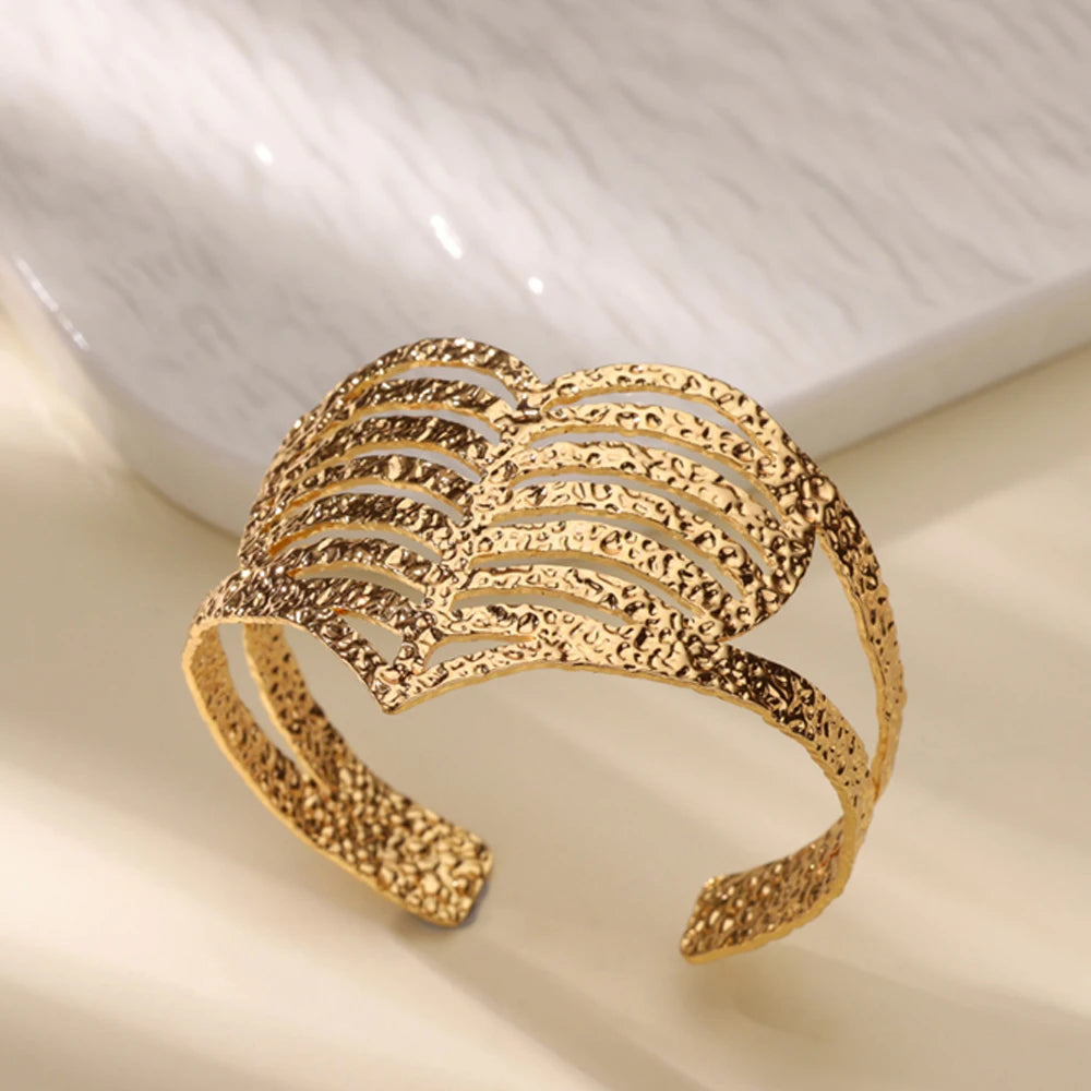 Bracelet Manchette Femme en Acier Inoxydable – Collection Dorée Tendance