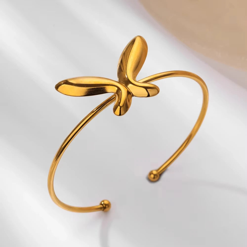 Bracelet Manchette Femme en Acier Inoxydable – Collection Dorée Tendance