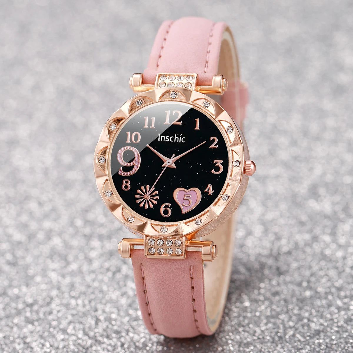 Coffret Cadeau Femme – Montre Élégante + 5 Bracelets Dorés – 6 Pièces