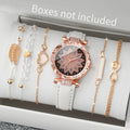 Coffret Cadeau Femme – Montre Élégante + 5 Bracelets Dorés – 6 Pièces