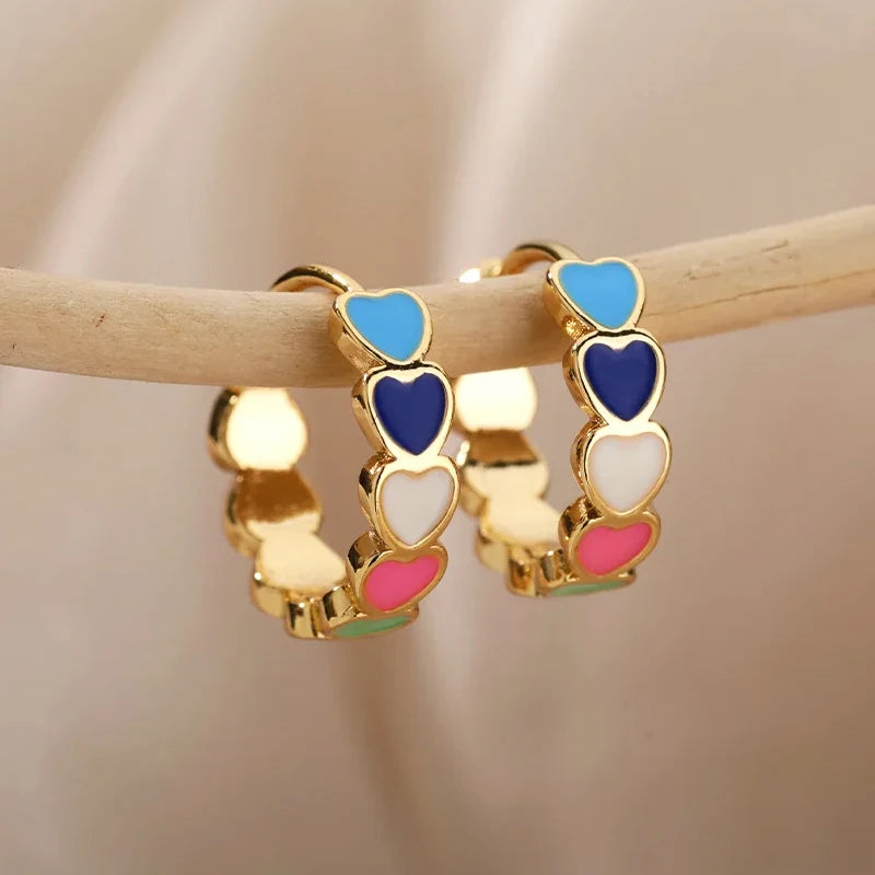 Boucles d’Oreilles Femme Dorées en Acier Inoxydable & Zircons – Élégantes et Tendance