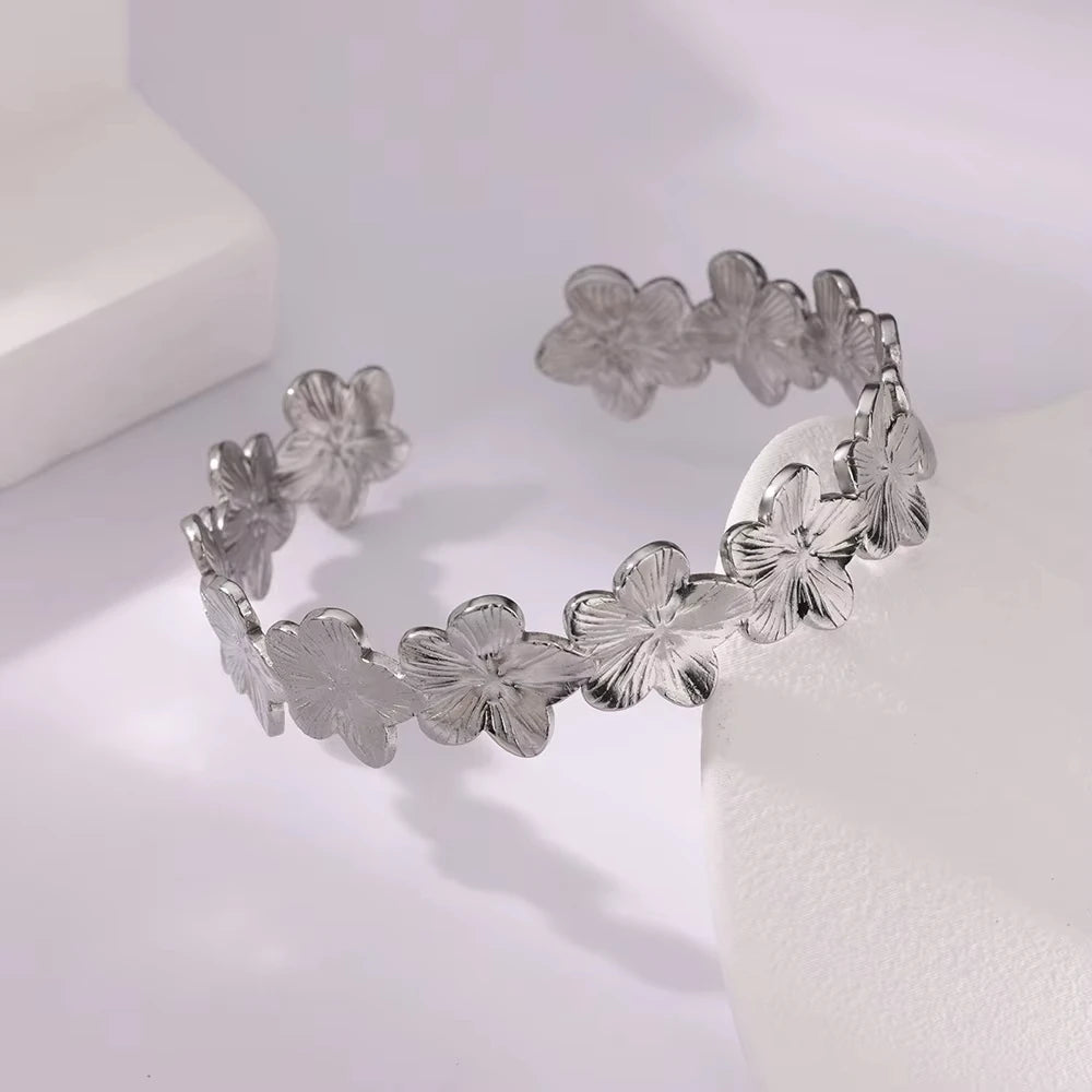 Bracelet Manchette Femme en Acier Inoxydable – Collection Dorée Tendance