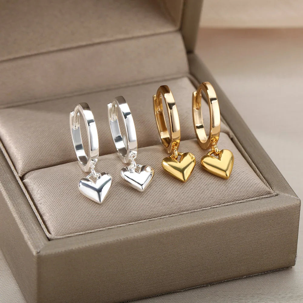 Boucles d’Oreilles Femme Dorées en Acier Inoxydable & Zircons – Élégantes et Tendance