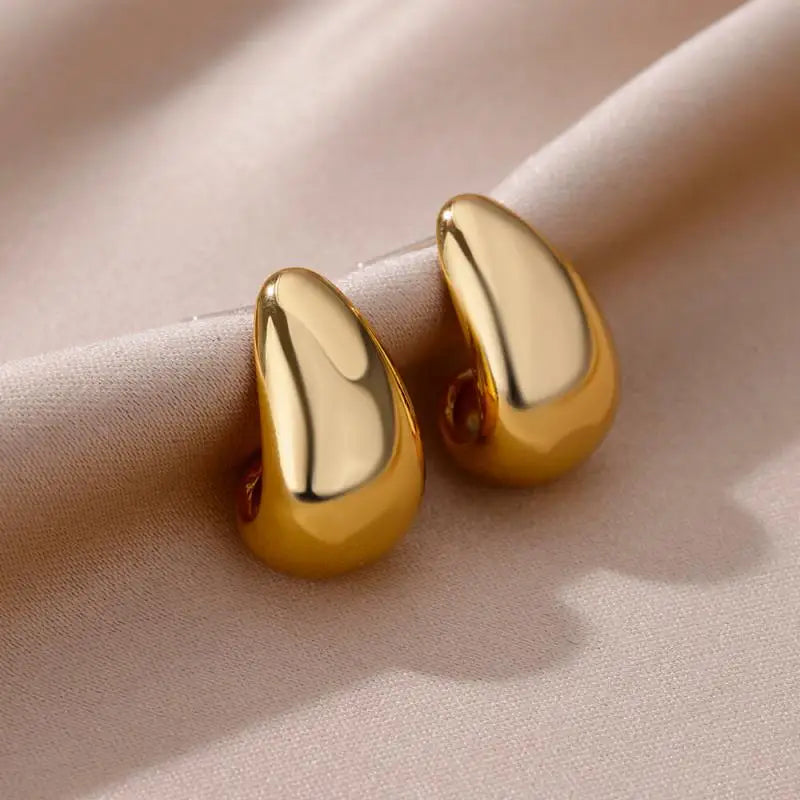 Boucles d’Oreilles Femme Dorées en Acier Inoxydable & Zircons – Élégantes et Tendance