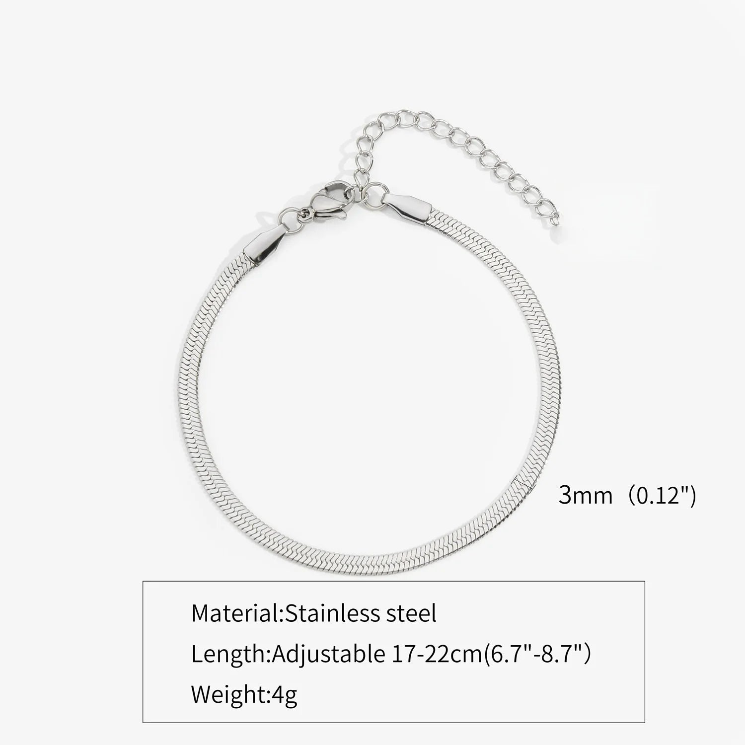 Bracelet Homme Chaîne Serpent en Acier Inoxydable – Argenté Élégant