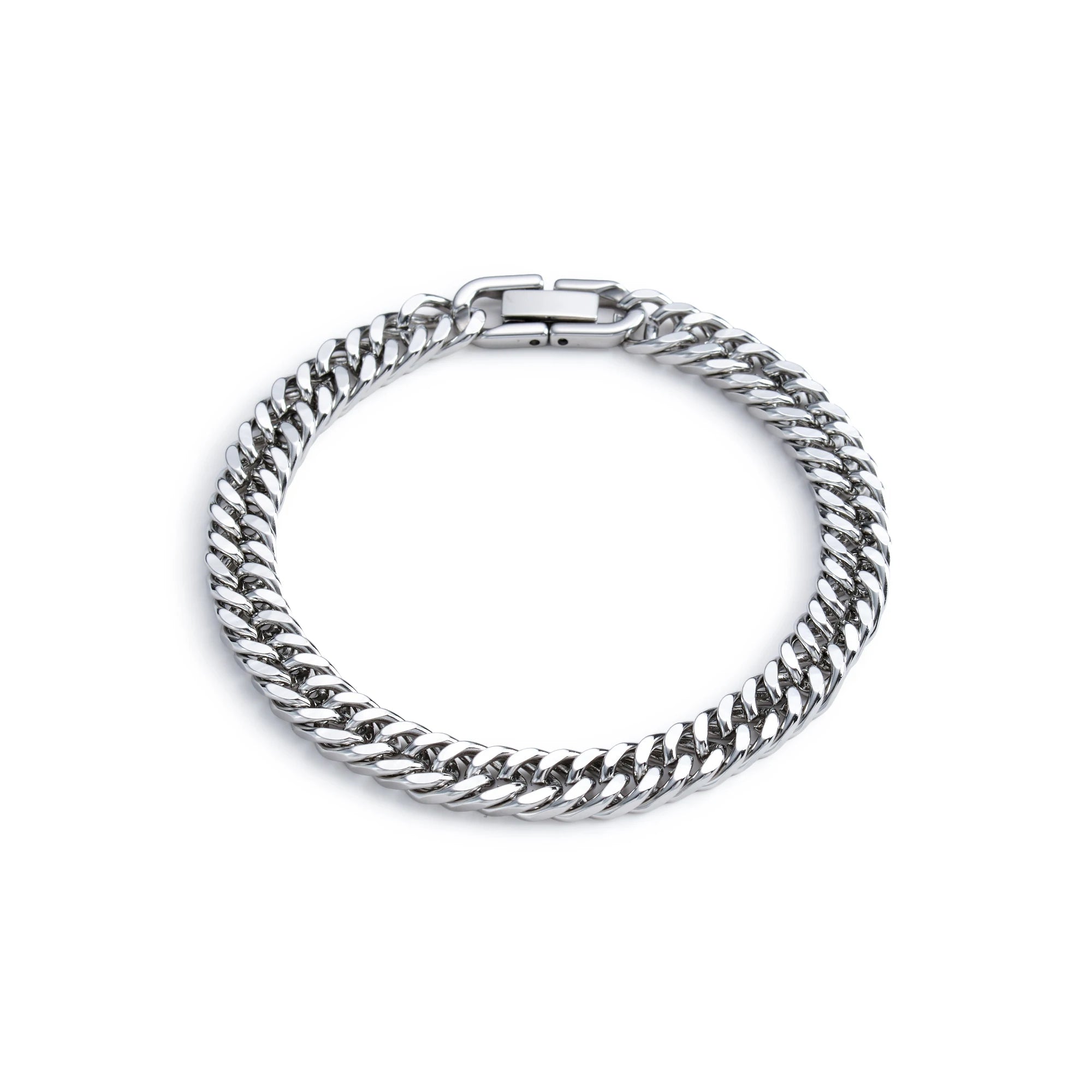 Bracelet Homme Chaîne Cubaine en Acier Inoxydable – Argenté