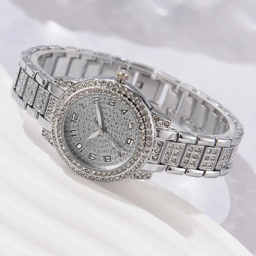 Coffret Montre Femme & Bijoux – Ensemble 6 Pièces Élégant et Scintillant