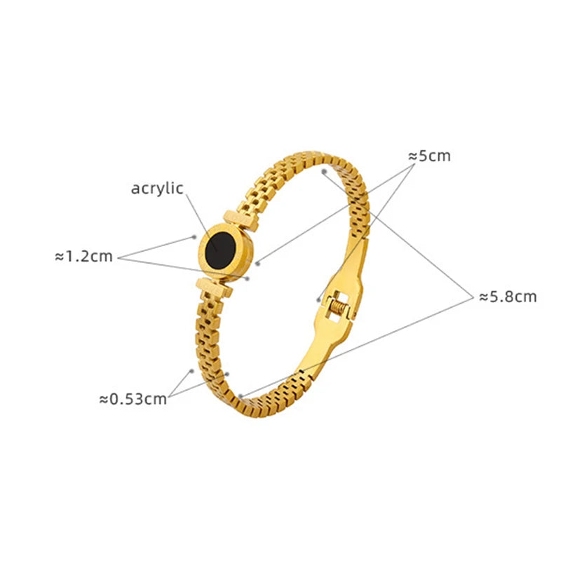 Bracelet Élégance Femme en Acier Inoxydable – Médaillon Noir
