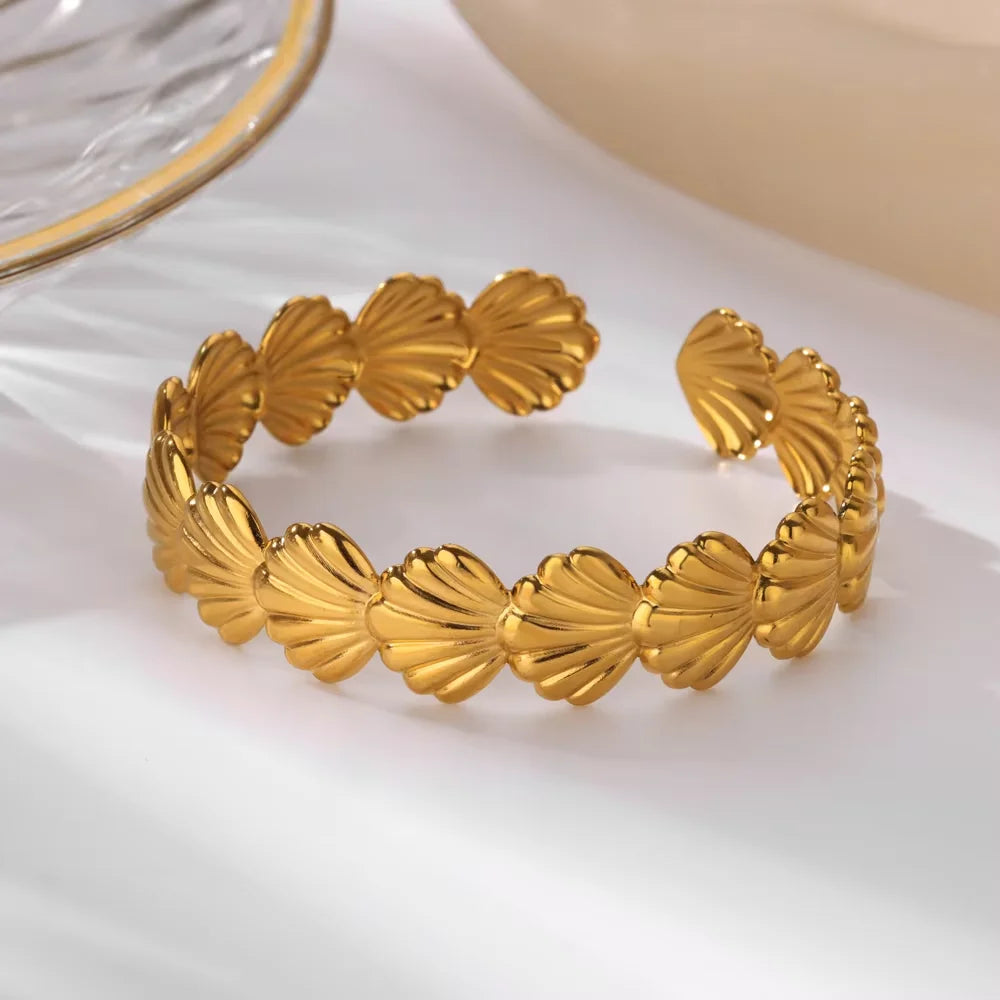 Bracelet Manchette Femme en Acier Inoxydable – Collection Dorée Tendance
