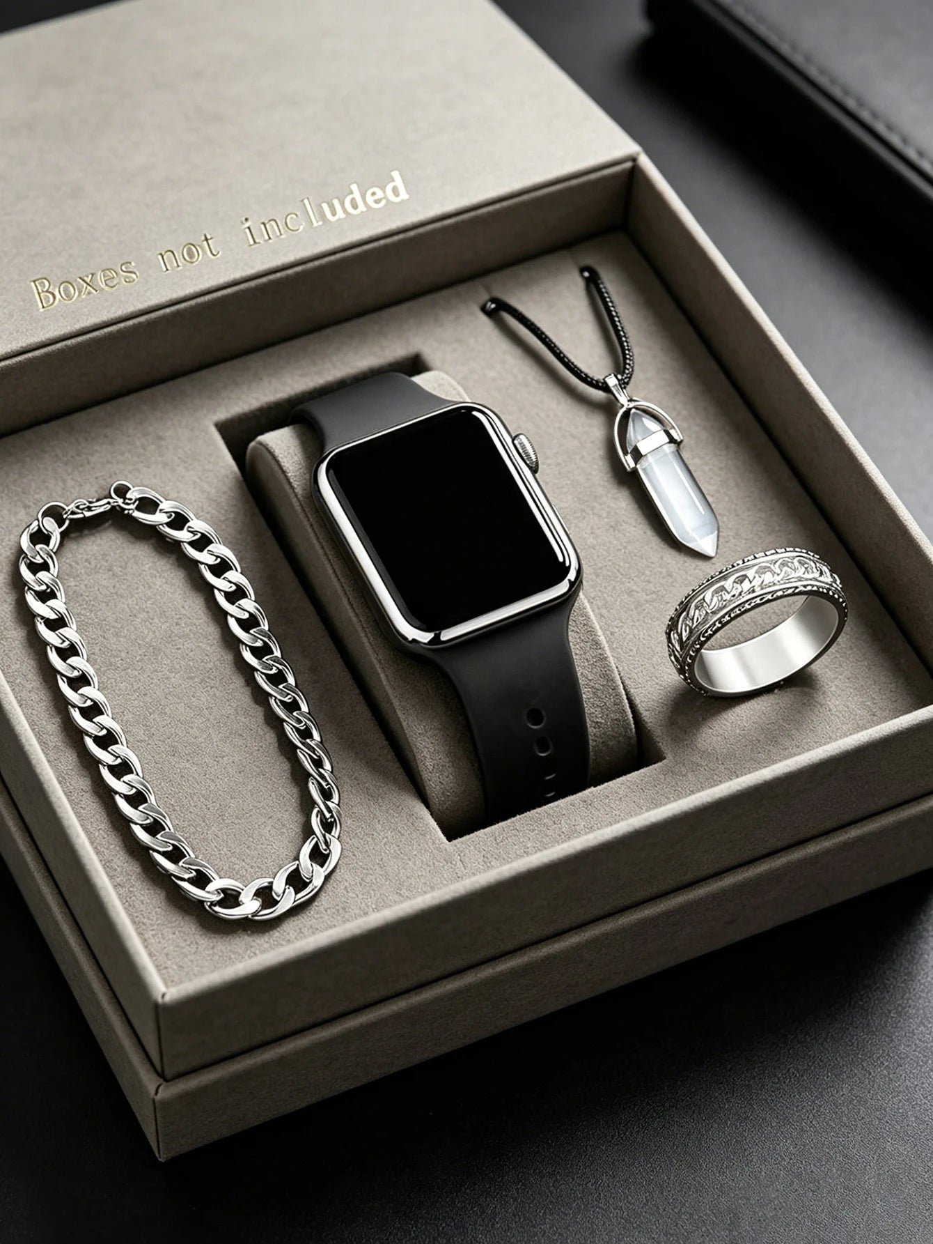 Coffret Homme Montre Digitale & Bijoux – Ensemble 4 Pièces Style Urbain