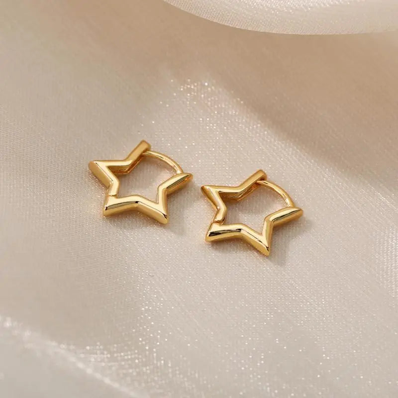 Boucles d’Oreilles Femme Dorées en Acier Inoxydable & Zircons – Élégantes et Tendance
