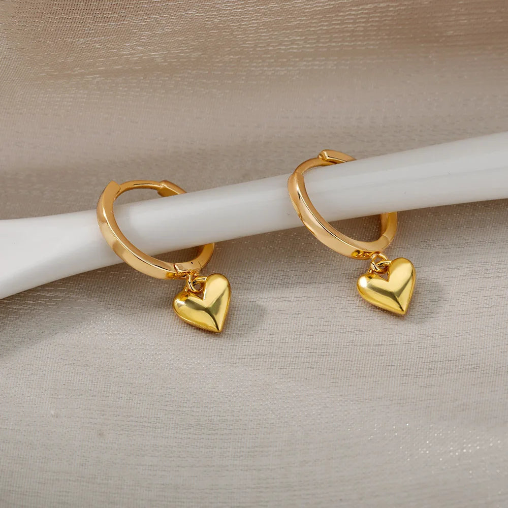 Boucles d’Oreilles Femme Dorées en Acier Inoxydable & Zircons – Élégantes et Tendance