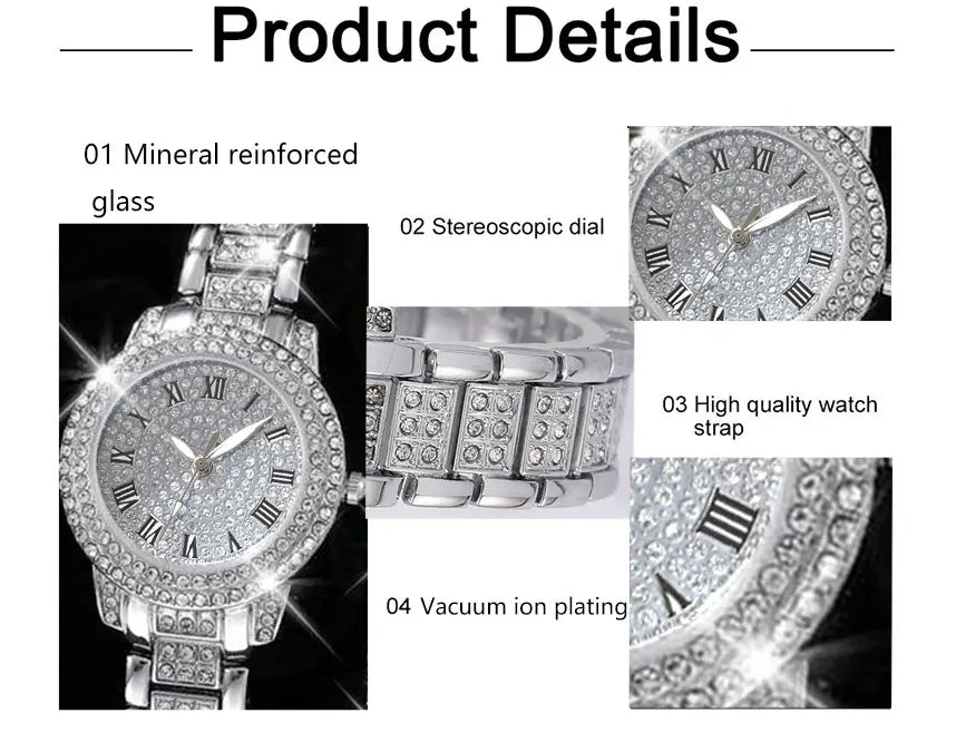 Coffret Montre Femme & Bijoux – Ensemble 6 Pièces Élégant et Scintillant