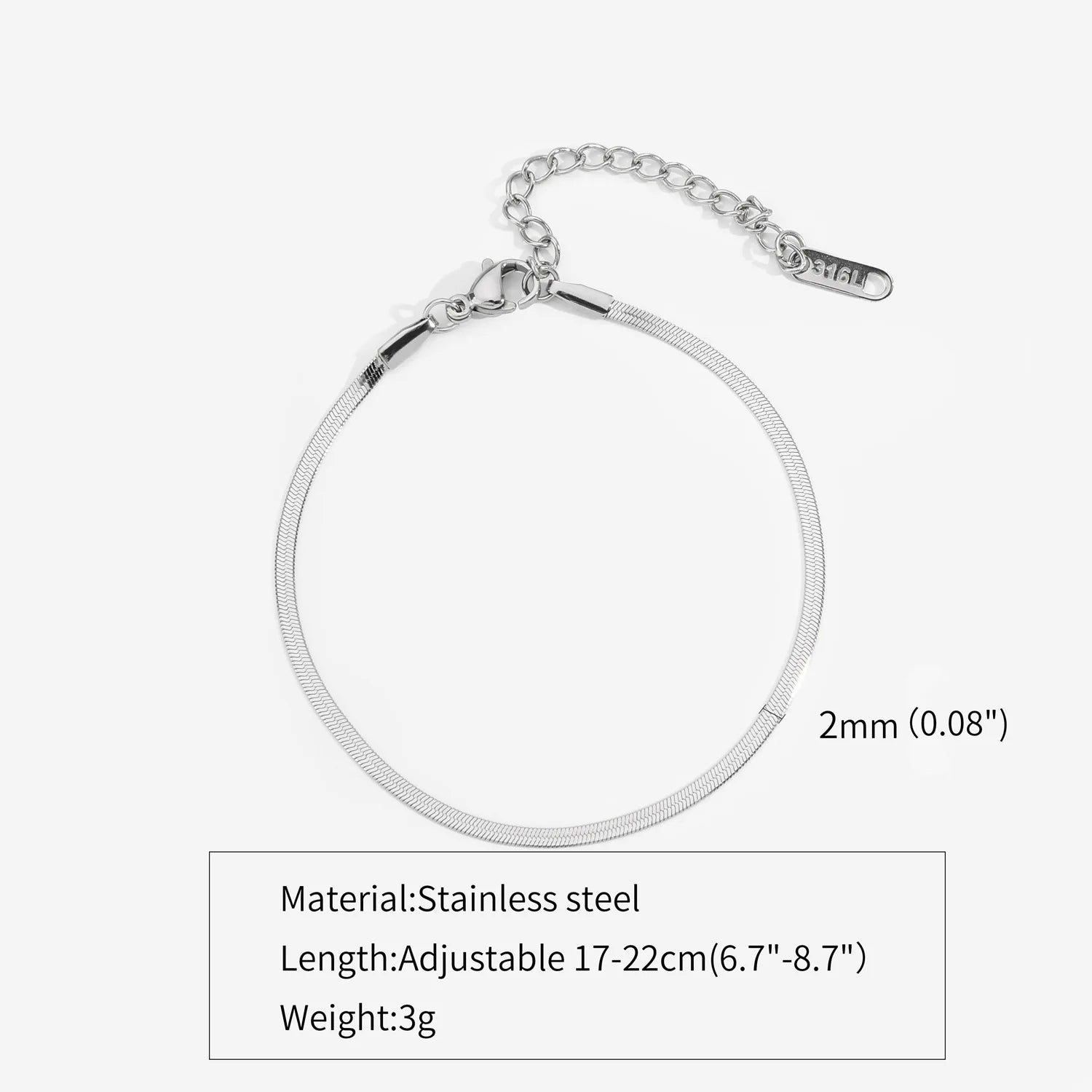 Bracelet Homme Chaîne Serpent en Acier Inoxydable – Argenté Élégant