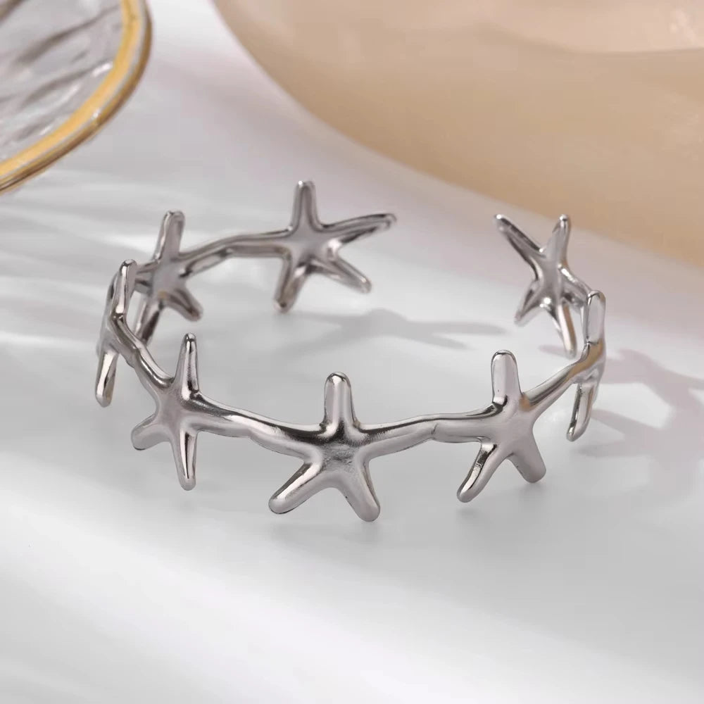 Bracelet Manchette Femme en Acier Inoxydable – Collection Dorée Tendance