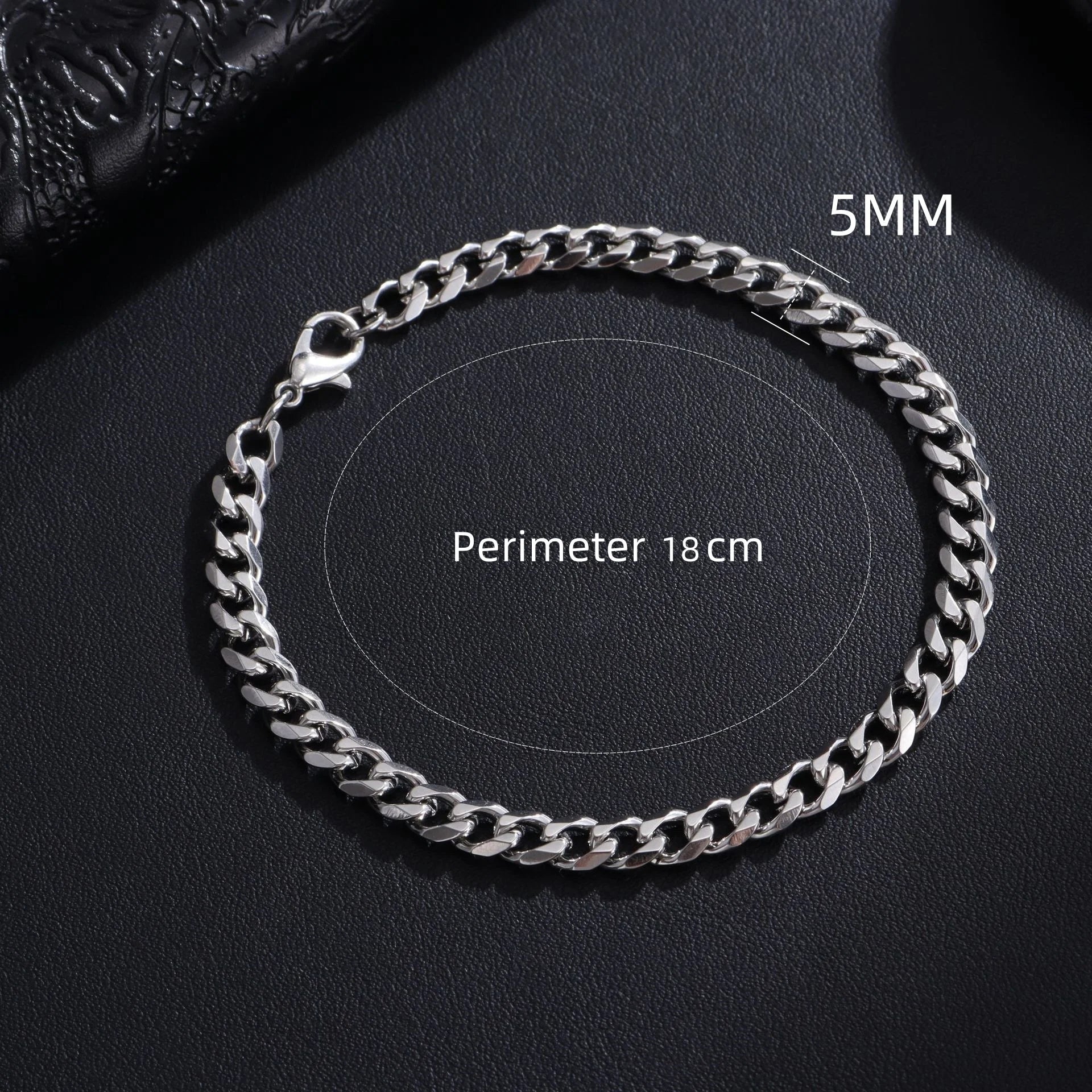 Bracelet Homme Chaîne Cubaine en Acier Inoxydable – Argenté
