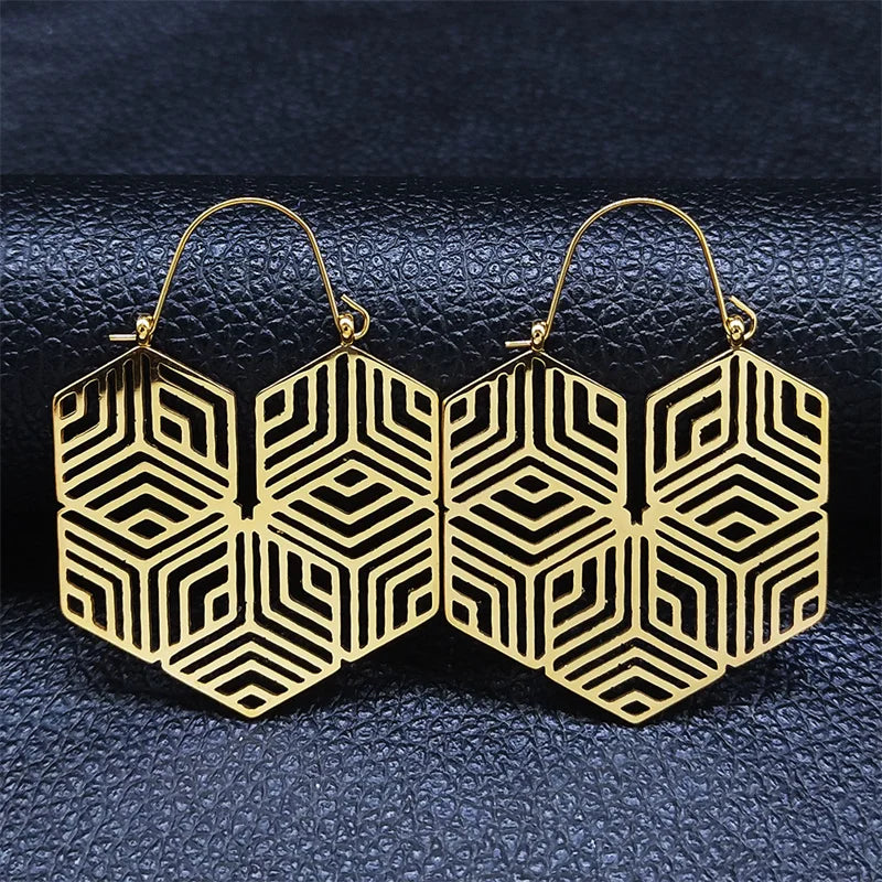 Boucles d’Oreilles Bohème Géométriques – Doré & Argenté