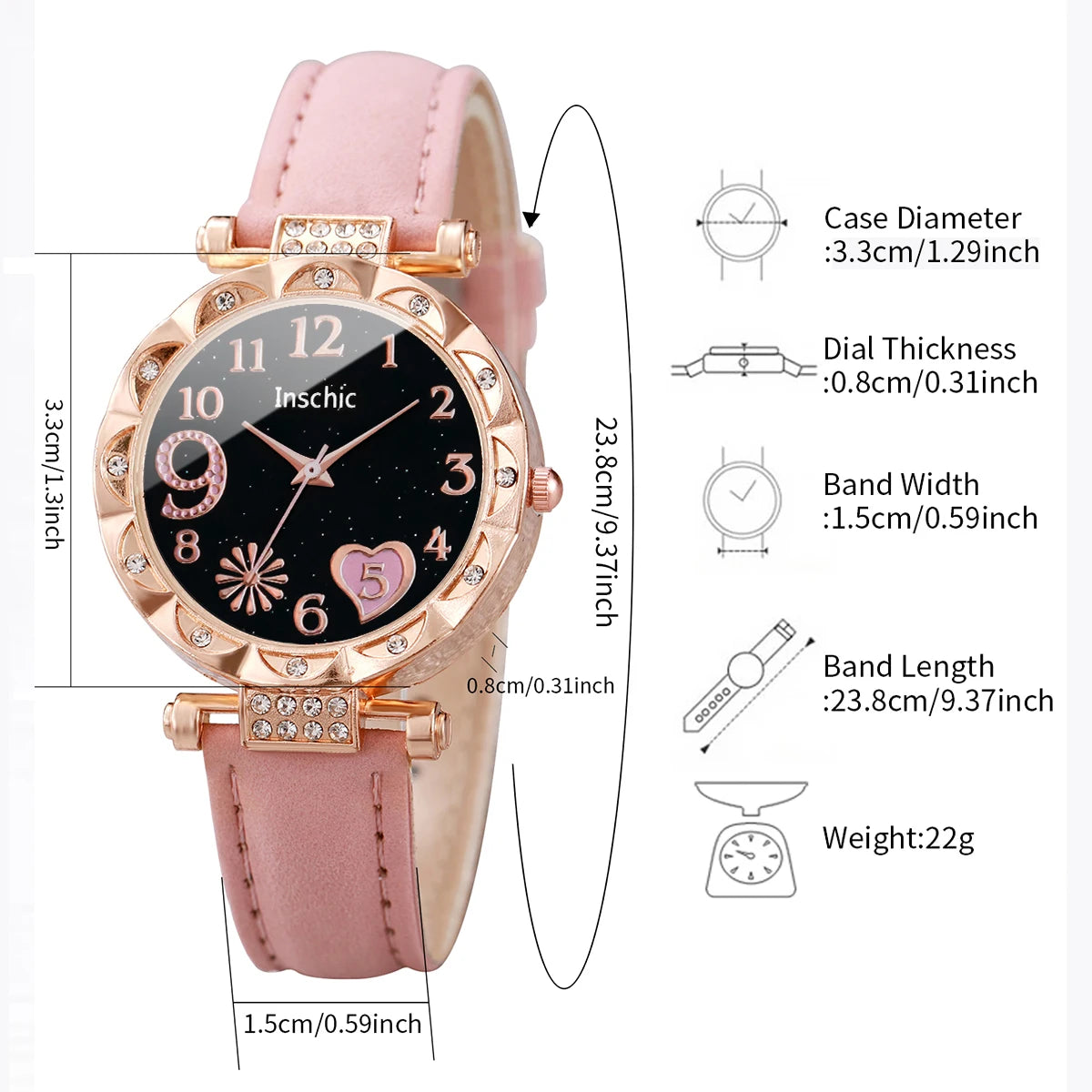 Coffret Cadeau Femme – Montre Élégante + 5 Bracelets Dorés – 6 Pièces