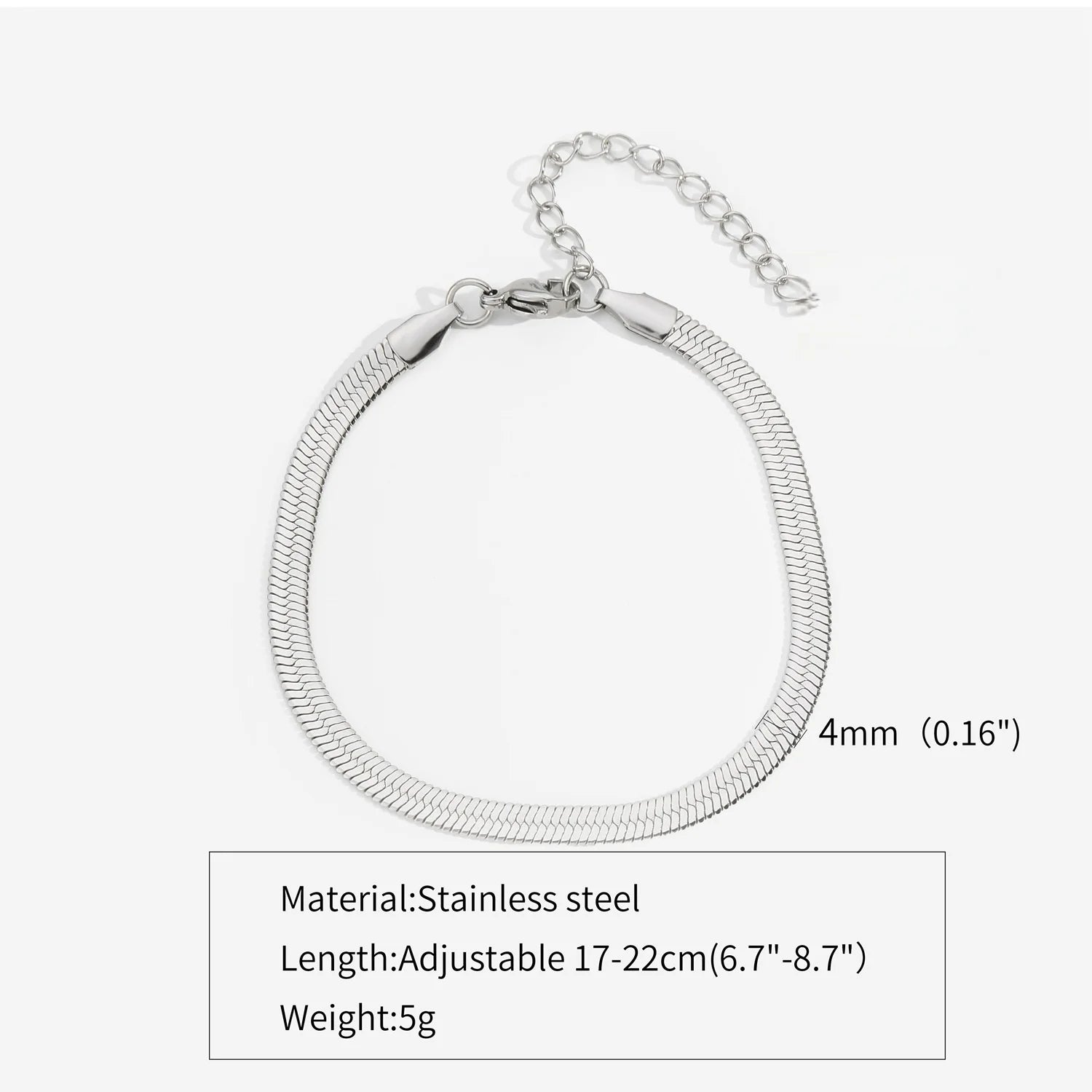 Bracelet Homme Chaîne Serpent en Acier Inoxydable – Argenté Élégant