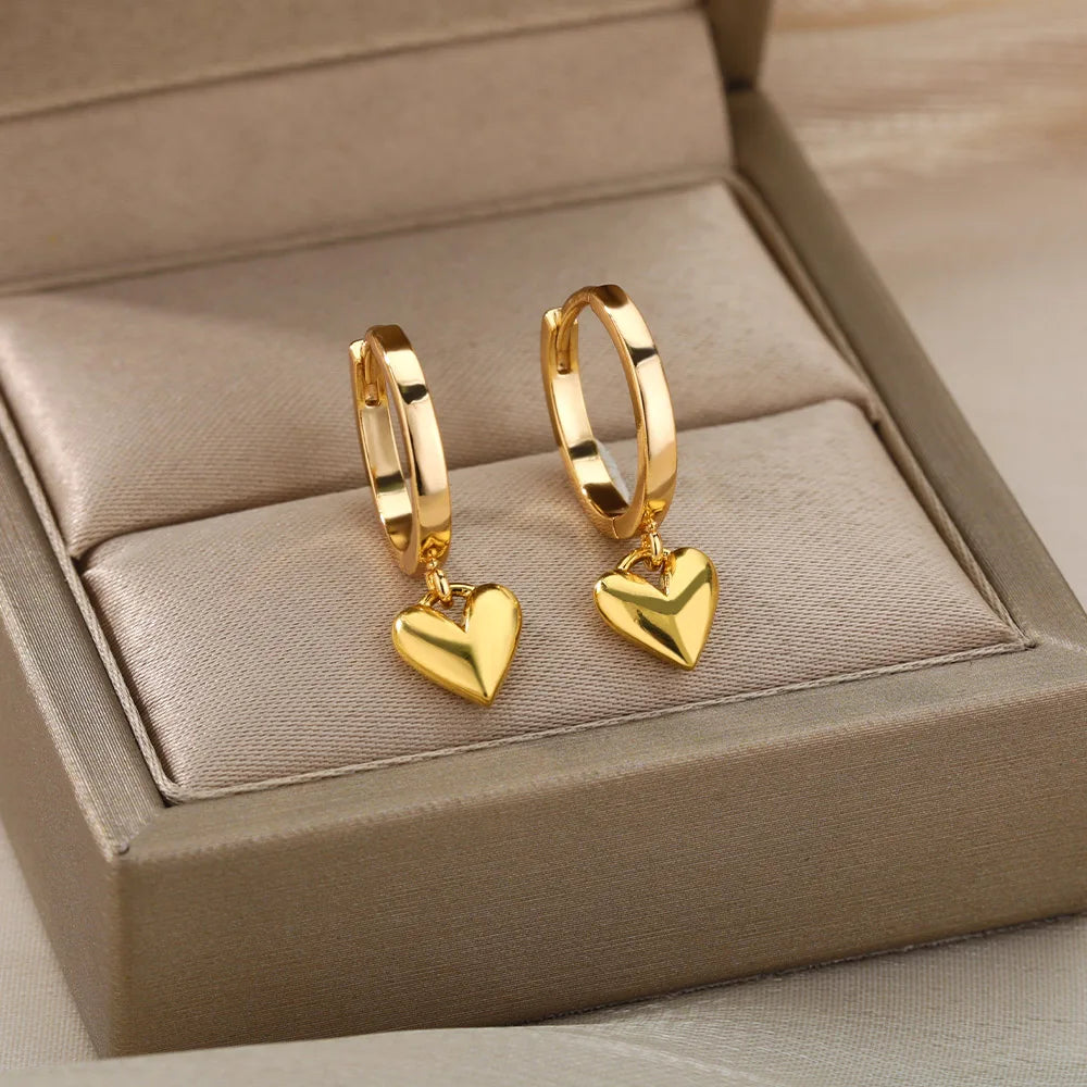 Boucles d’Oreilles Femme Dorées en Acier Inoxydable & Zircons – Élégantes et Tendance