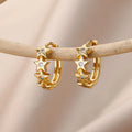 Boucles d’Oreilles Femme Dorées en Acier Inoxydable & Zircons – Élégantes et Tendance