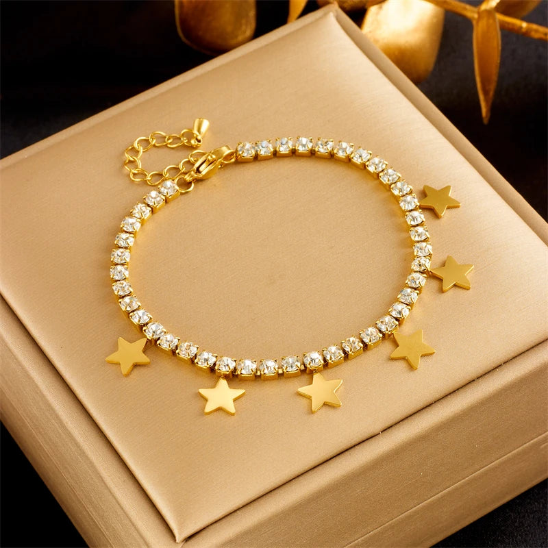 Ensemble Stella – Collier & Bracelet Étoiles en Acier Inoxydable