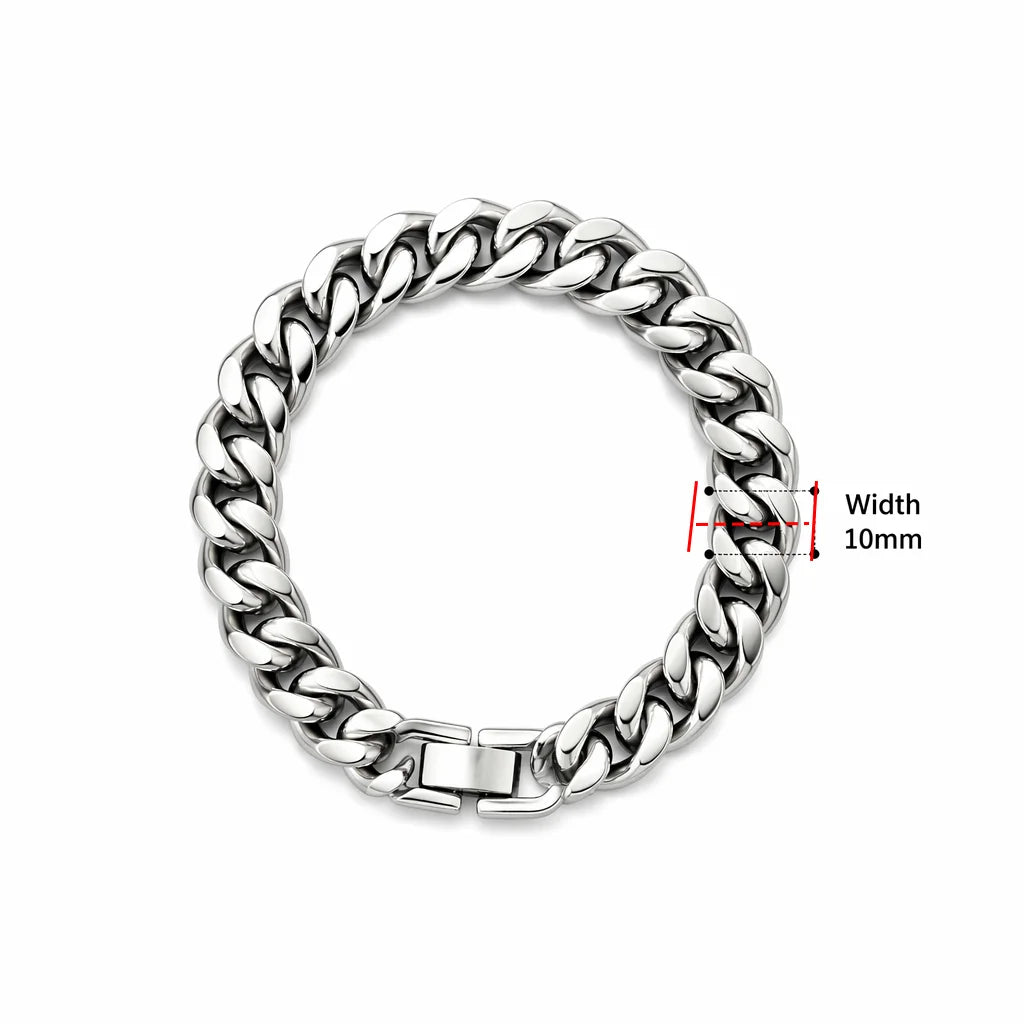 Bracelet Homme Chaîne Cubaine en Acier Inoxydable – Argenté