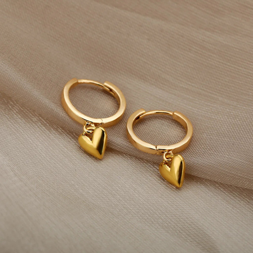 Boucles d’Oreilles Femme Dorées en Acier Inoxydable & Zircons – Élégantes et Tendance