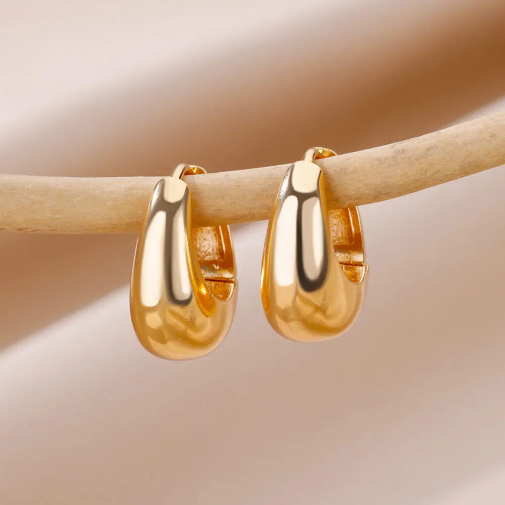 Boucles d’Oreilles Femme Dorées en Acier Inoxydable & Zircons – Élégantes et Tendance