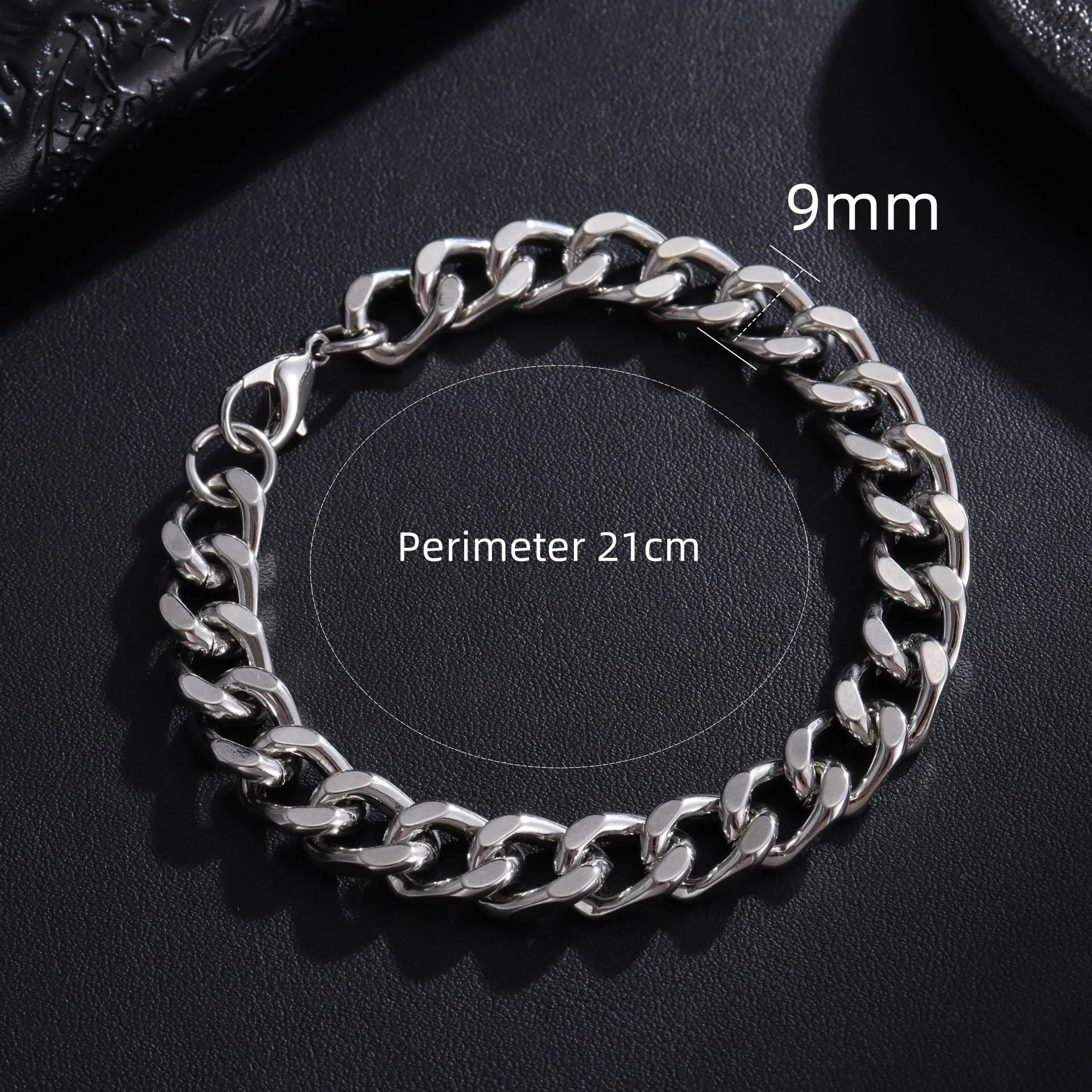 Bracelet Homme Chaîne Cubaine en Acier Inoxydable – Argenté