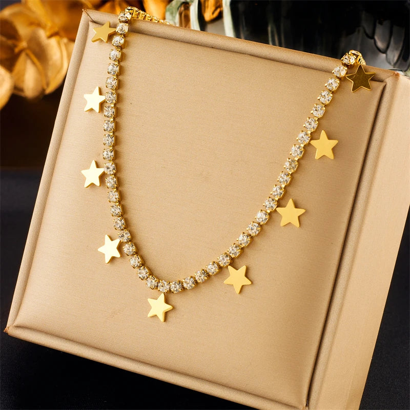Ensemble Stella – Collier & Bracelet Étoiles en Acier Inoxydable