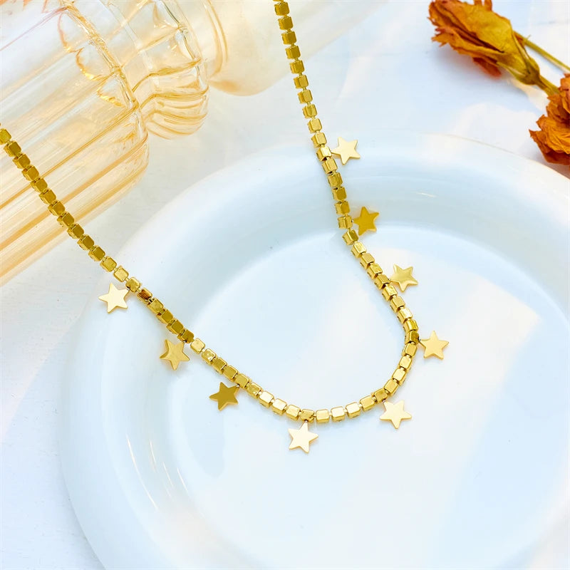 Ensemble Stella – Collier & Bracelet Étoiles en Acier Inoxydable