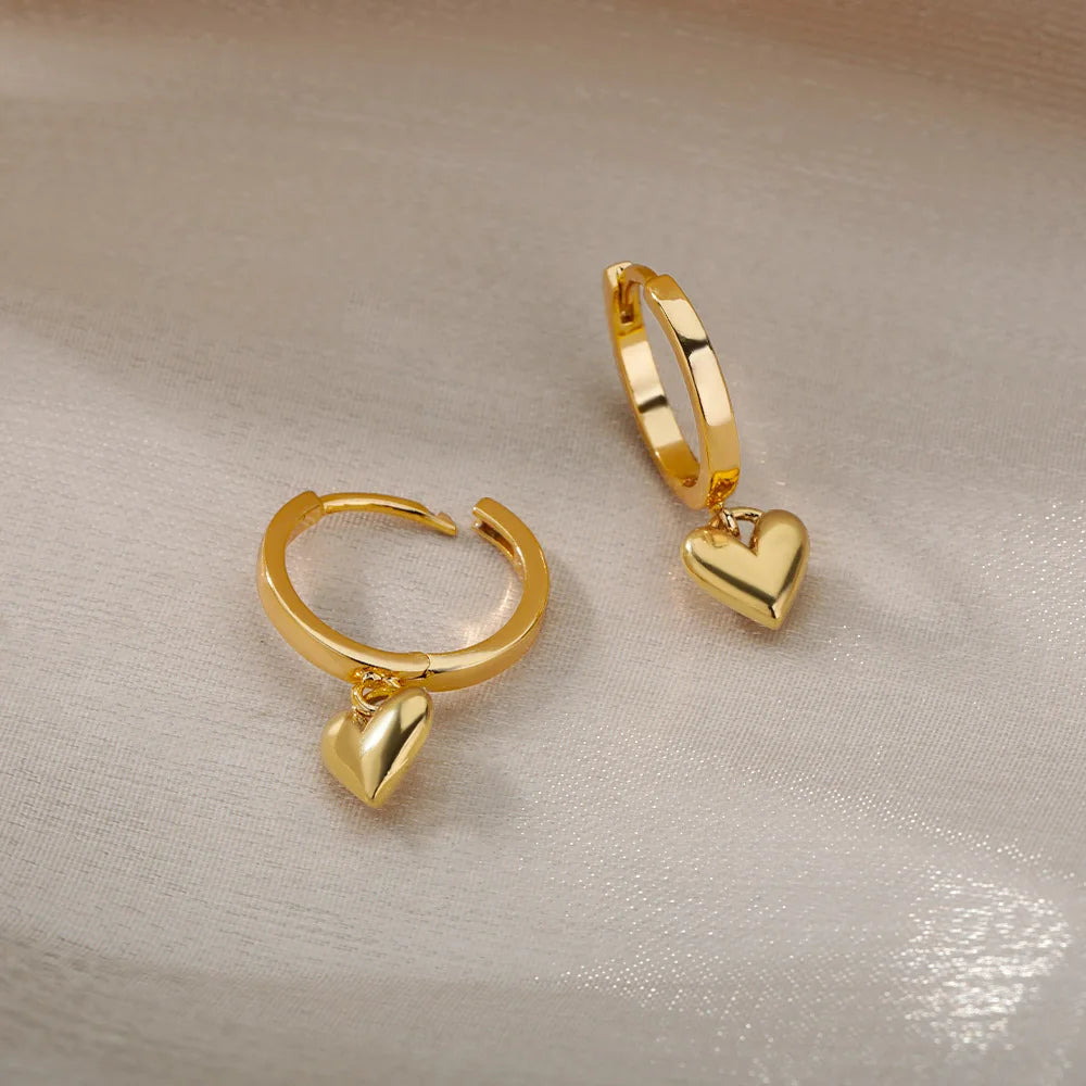 Boucles d’Oreilles Femme Dorées en Acier Inoxydable & Zircons – Élégantes et Tendance