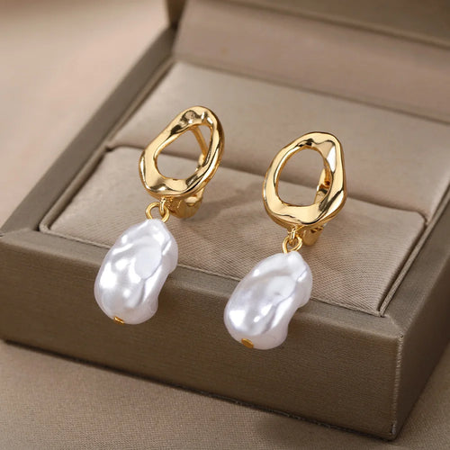 Boucles d’Oreilles Femme Dorées en Acier Inoxydable & Zircons – Élégantes et Tendance
